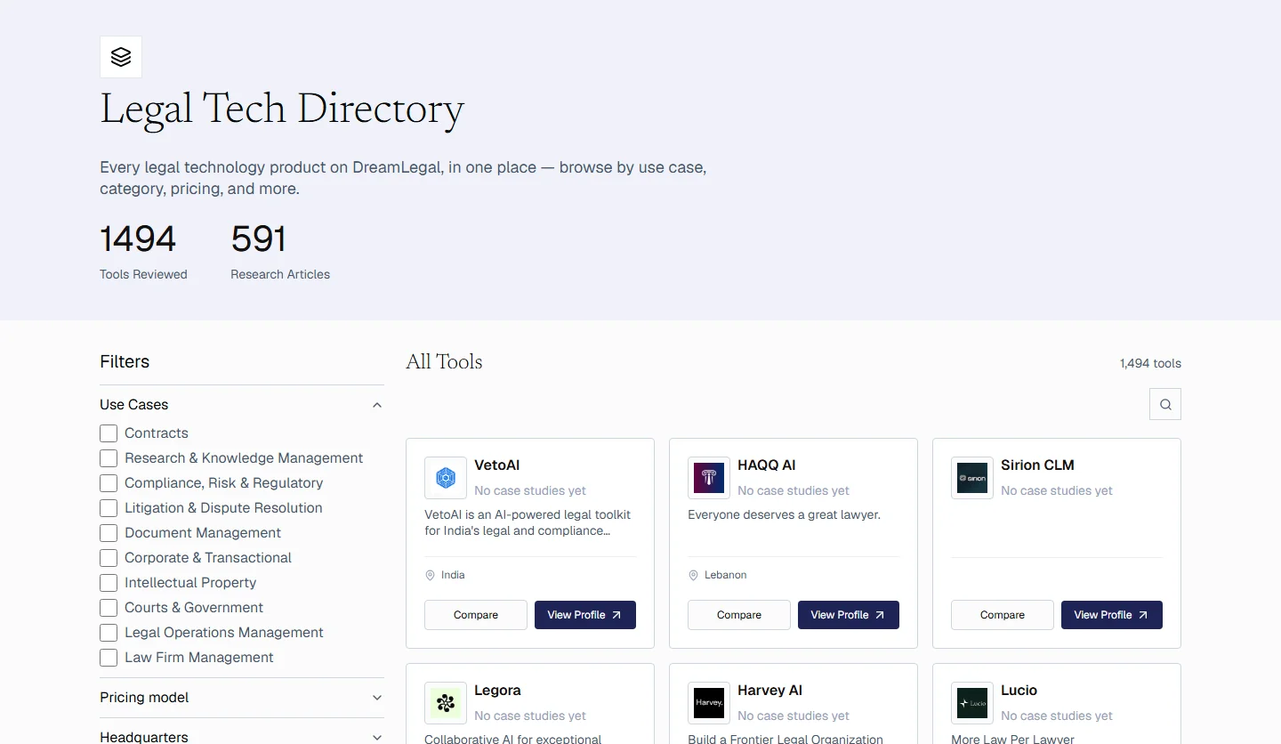 Track products on DreamLegal